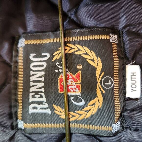 Rennoc kids medium vintage wool royal blue cream button-up varsity jacket - Picture 8 of 10